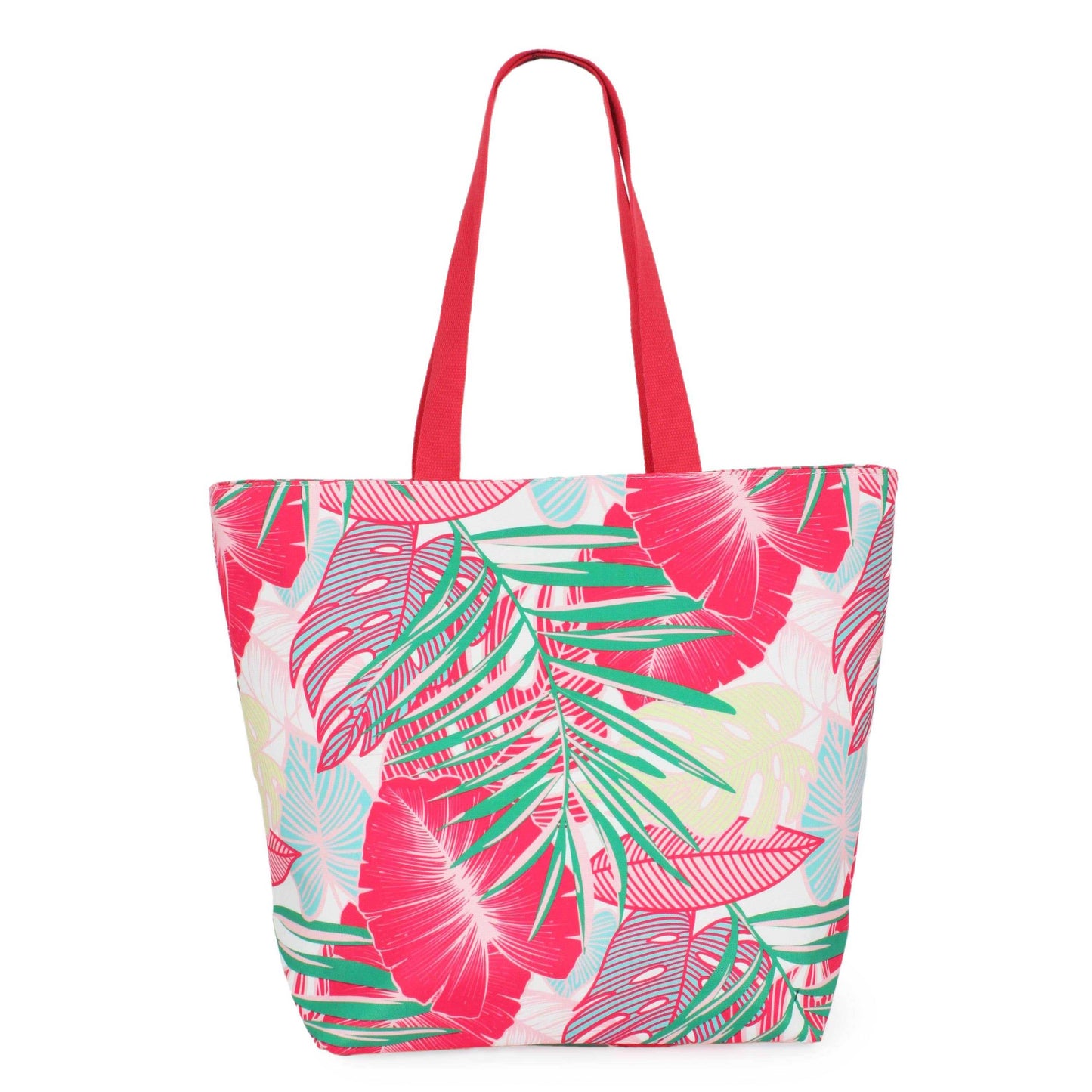 Tropical Leaves Print Summer Tote BagTropical Leaves Print Tote Bag 

- Zipper Closure
- One Small Zipped Pocket Inside
- Size: 15.25" L x 19" W (5.5" Wide Bottom)
- 100% Polyester

**Light Weight, PerfTropical Leaves Print Summer Tote BagFashion CityScrub Angel & Accessories 