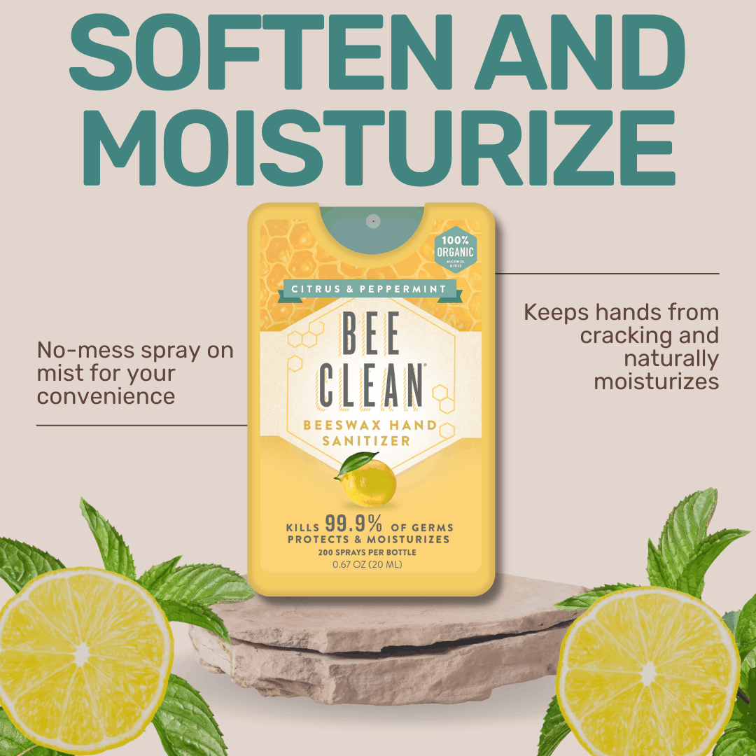 Bee Clean Organic Beeswax Hand Sanitizer - 12 packBee Clean Beeswax Hand Sanitizers help you stay healthy and humming by killing germs with kinder, 100% organic and natural ingredients. Our spray-on mist is mess fre