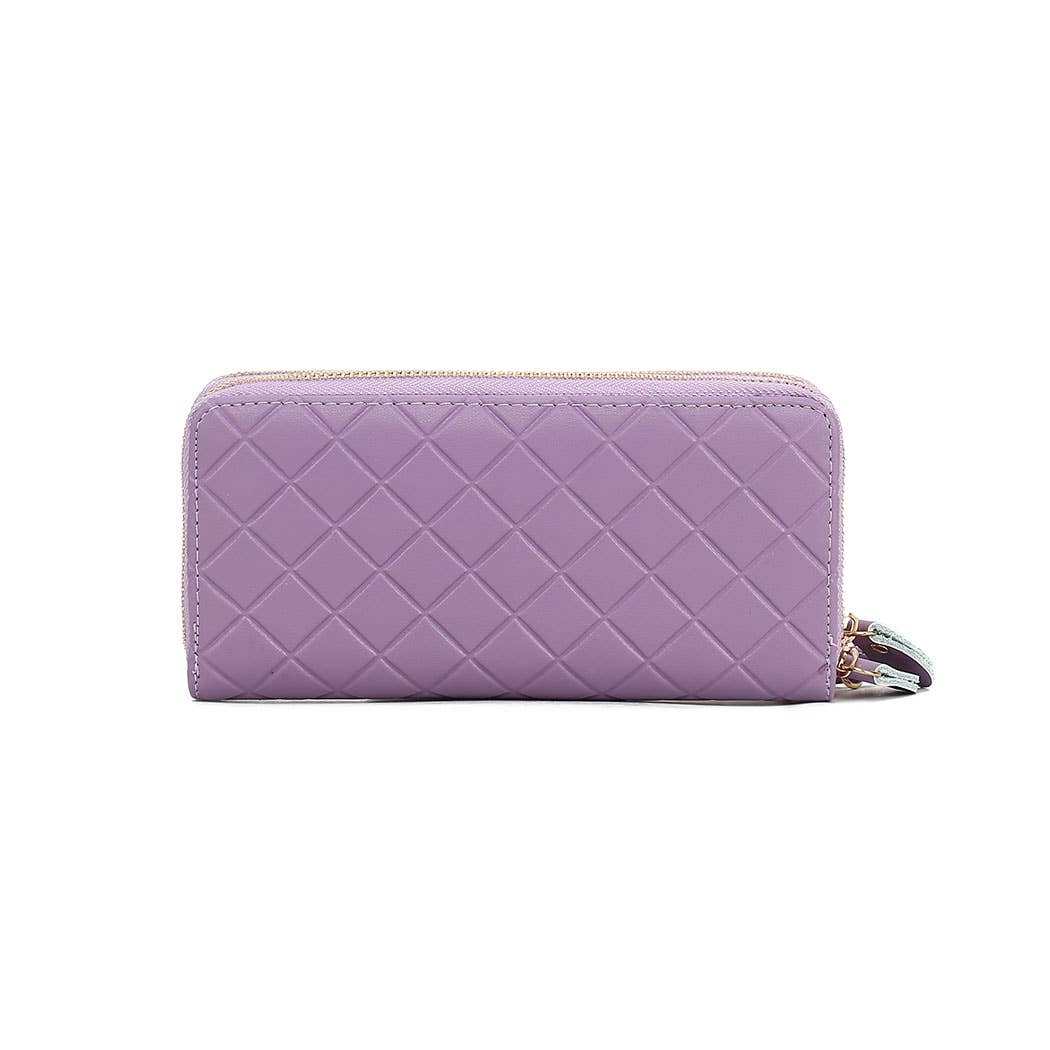 MKF Collection Honey Quilted Flower-Embossed Wristlet by Mia