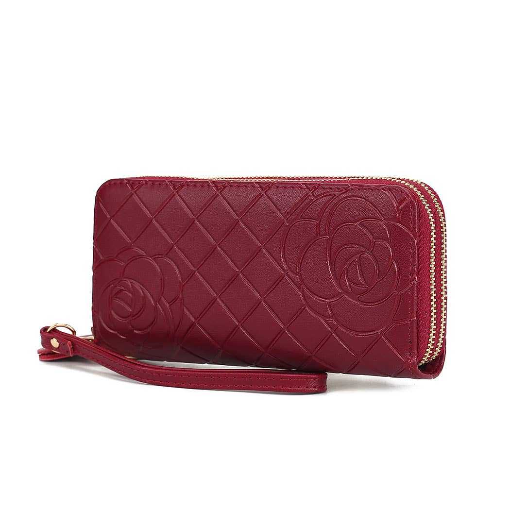 MKF Collection Honey Quilted Flower-Embossed Wristlet by Mia