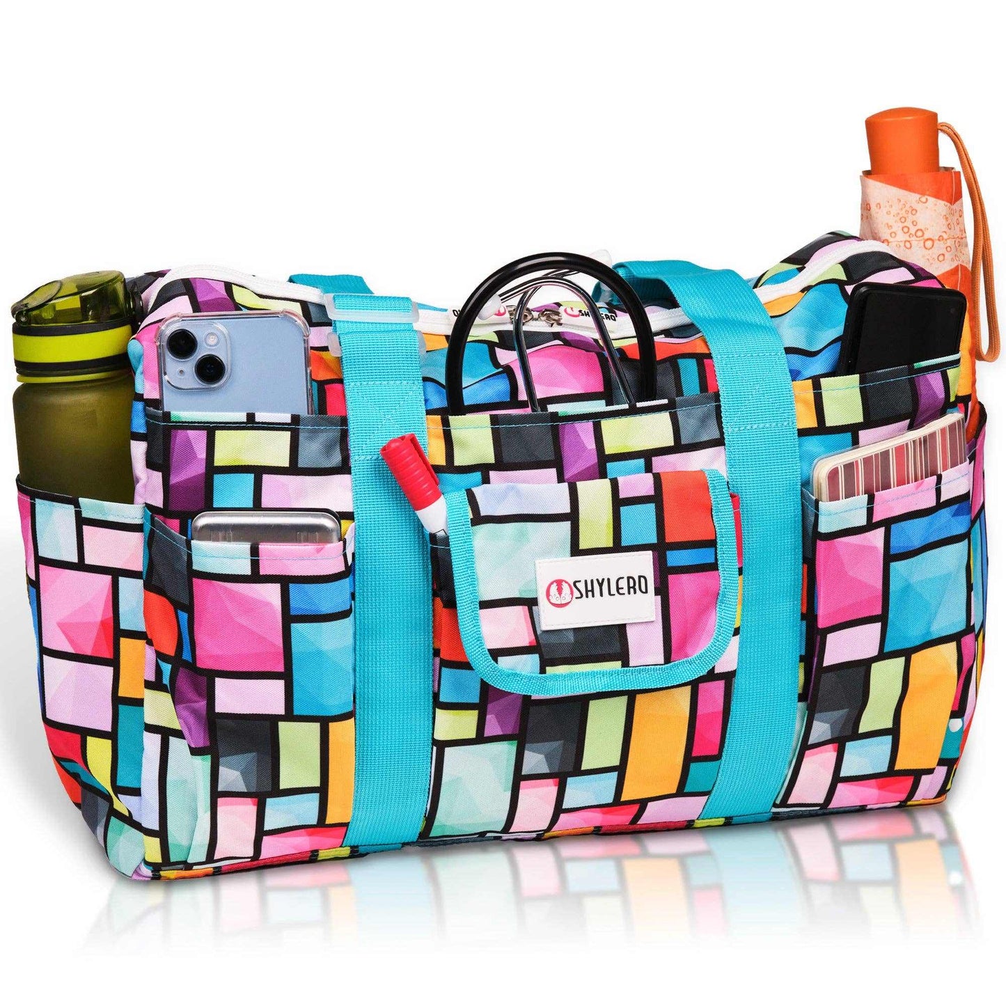 Nurse Bag and Utility Tote | Waterproof | Bright Squares