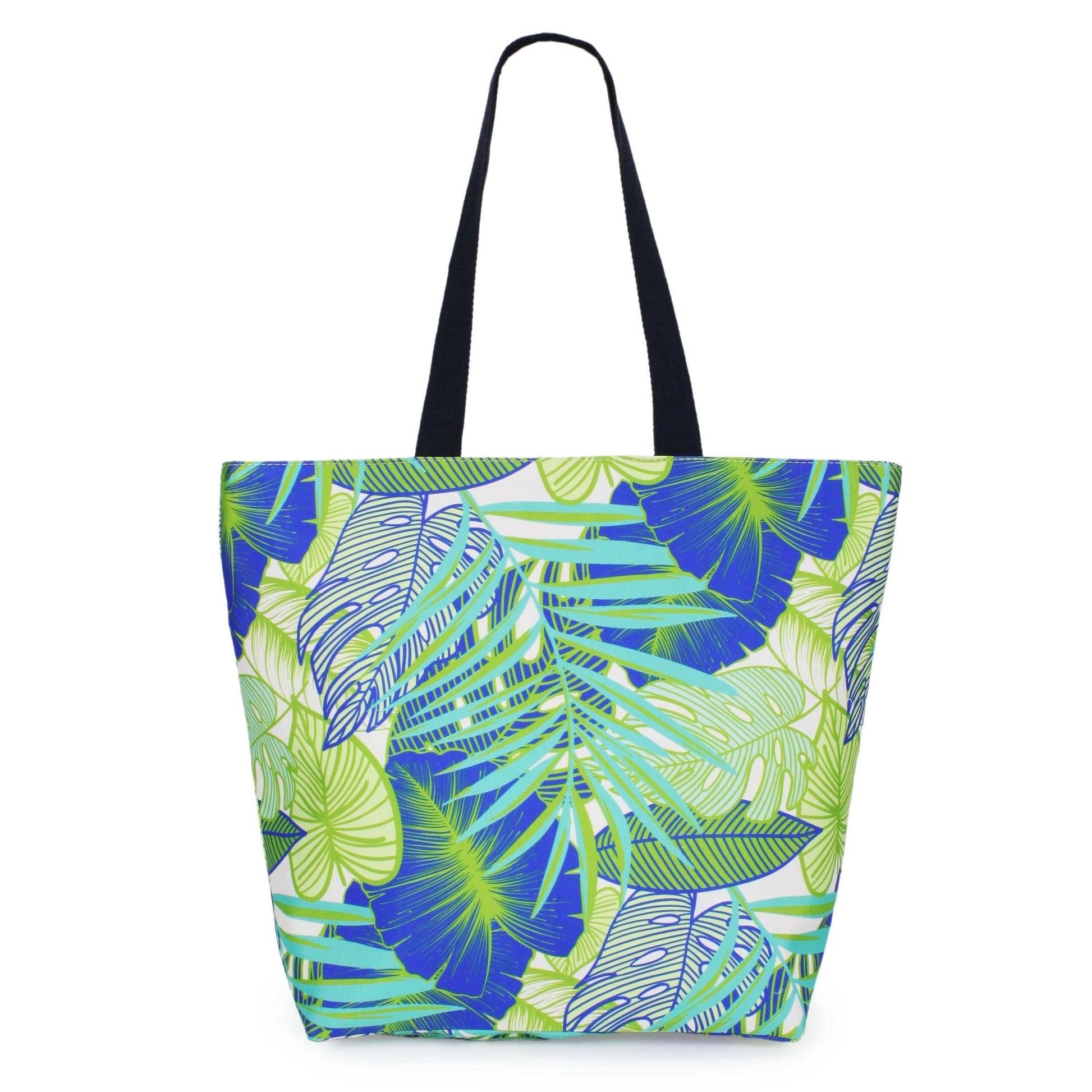 Tropical Leaves Print Summer Tote BagTropical Leaves Print Tote Bag 

- Zipper Closure
- One Small Zipped Pocket Inside
- Size: 15.25" L x 19" W (5.5" Wide Bottom)
- 100% Polyester

**Light Weight, PerfTropical Leaves Print Summer Tote BagFashion CityScrub Angel & Accessories 