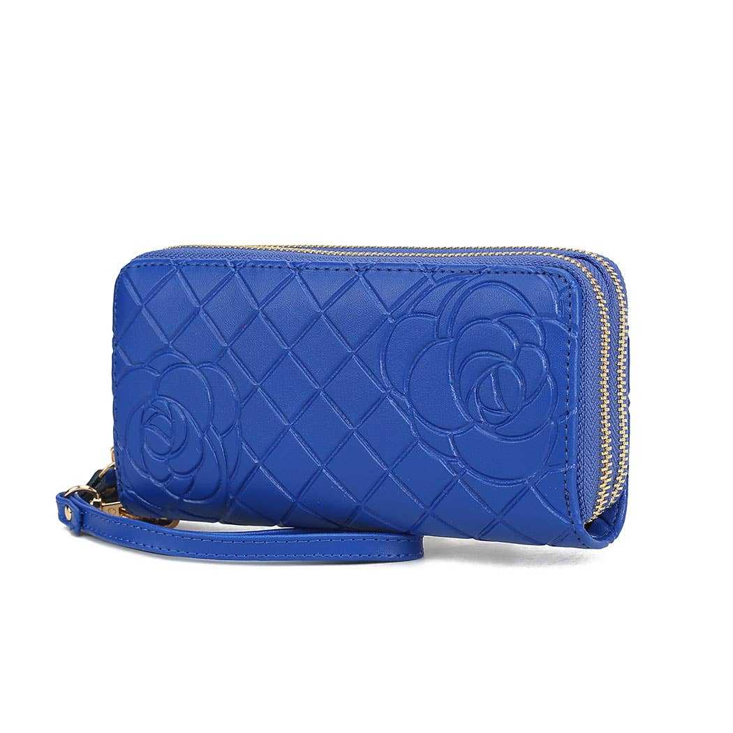 MKF Collection Honey Quilted Flower-Embossed Wristlet by Mia