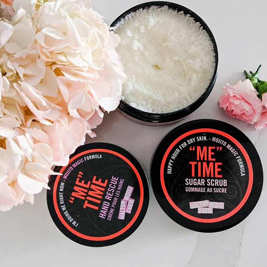 Sugar Scrub - "Me" Time 8 ozHappy Hour for dry skin. Our Mojito Magic scented sugar scrub will rejuvenate your senses. Cheers to that!

Vegan, Cruelty-Free, Gluten-Free
SLS, Paraben, Phthalate,