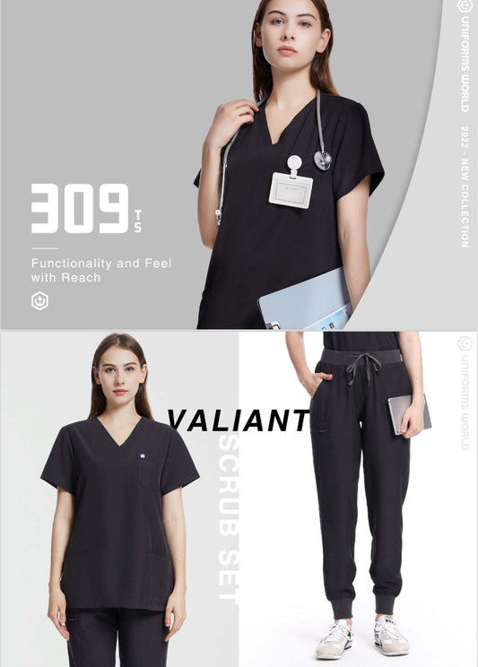 Valiant setThe Valiant set, the inaugural ensemble in the 309 TS™ series, is a timeless and stylish medical uniform. It seamlessly blends fashion and functionality, designed towomen scrubsValiant setScrub AngelScrub Angel & Accessories 