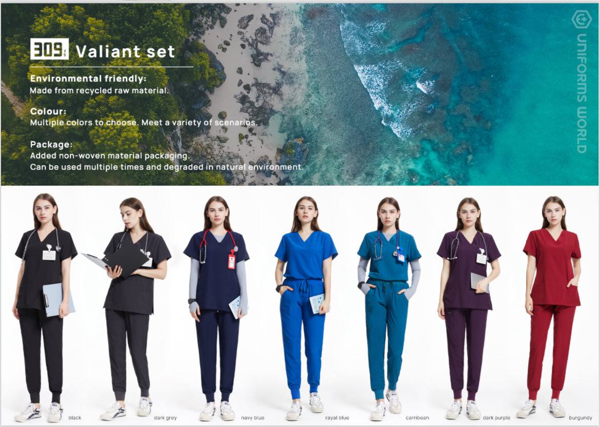 Valiant setThe Valiant set, the inaugural ensemble in the 309 TS™ series, is a timeless and stylish medical uniform. It seamlessly blends fashion and functionality, designed towomen scrubsValiant setScrub AngelScrub Angel & Accessories 