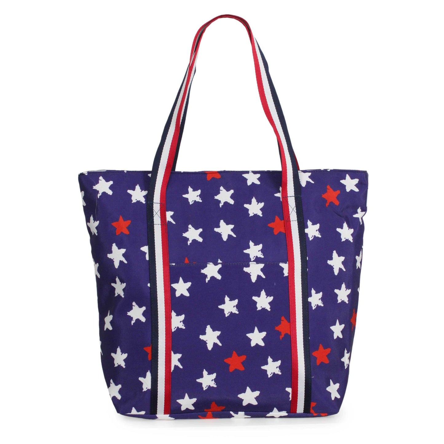 American Flag Print Summer Tote BagAmerican Flag Print Tote Bag 

- Zipper Closure
- One Small Zipped Pocket Inside
- Size: 15.25" L x 19" W (5.5" Wide Bottom)
- 100% Polyester

**Light Weight, PerfecAmerican Flag Print Summer Tote BagFashion CityScrub Angel & Accessories 