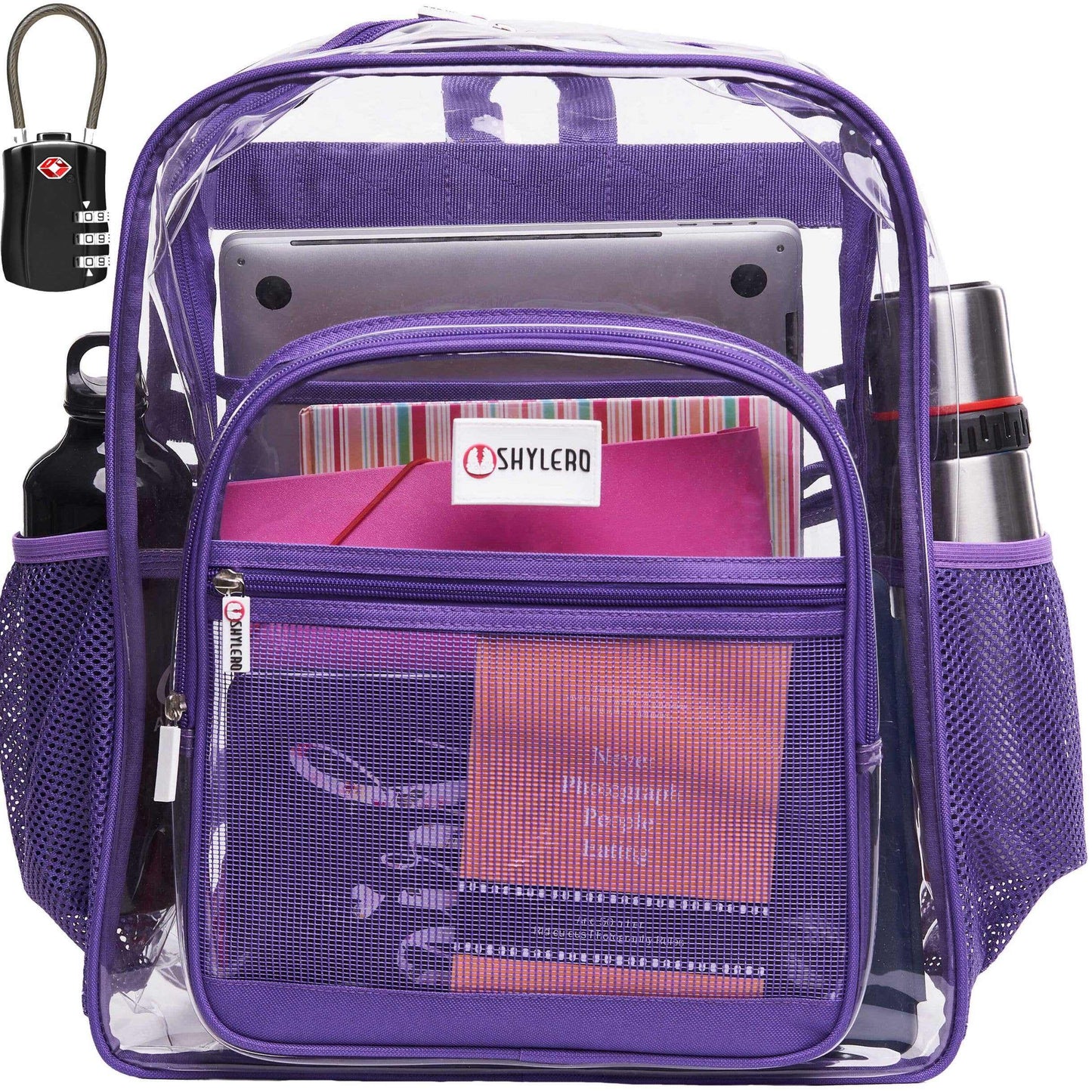 Clear Backpack For School XL | Top YKK® Zip | Purple Rhino