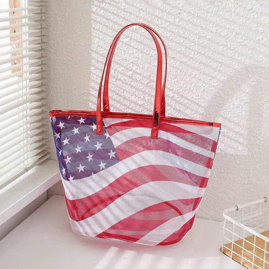 Transparent American Flag Tote Bag