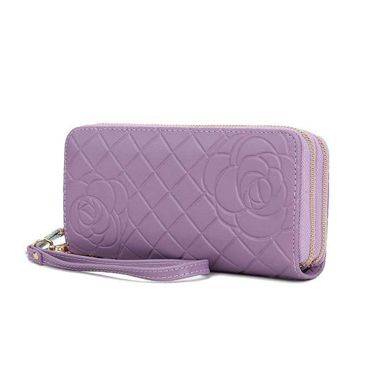 MKF Collection Honey Quilted Flower-Embossed Wristlet by Mia